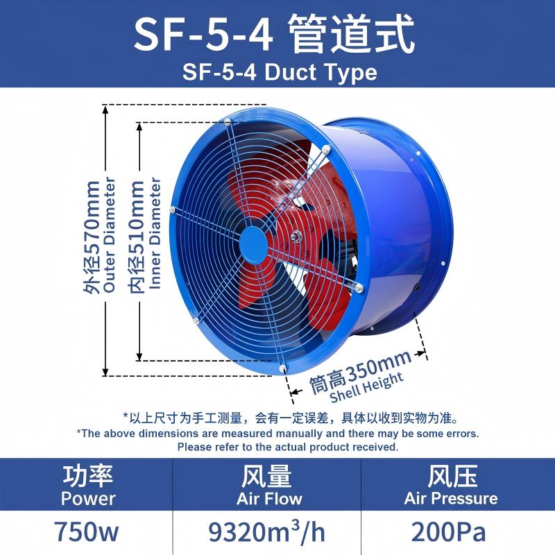 220V nízkohlučný priemyselný potrubný ventilátor